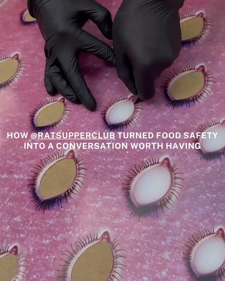 Exhibition installation from Rat Supper Club's Dialogue Banquet featuring interactive displays exploring food systems, science, and trust
